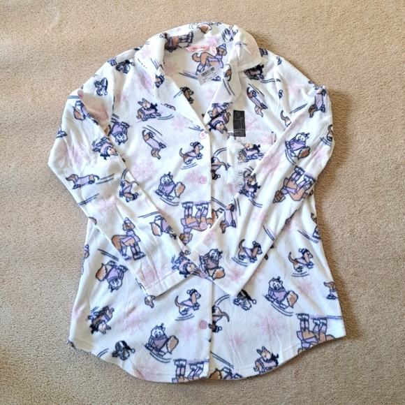 New! La Vie En Rose Pajama Set Fleece 2PC PJ's Women's Size Small Dogs Top Pants - Picture 2 of 10